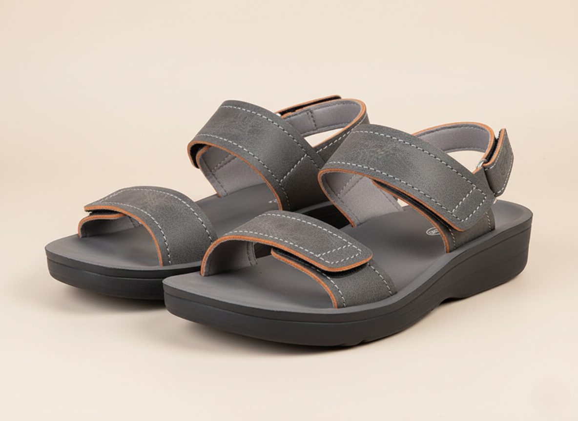 collection image showcasing pair of Aerothotic grey slingback sandals