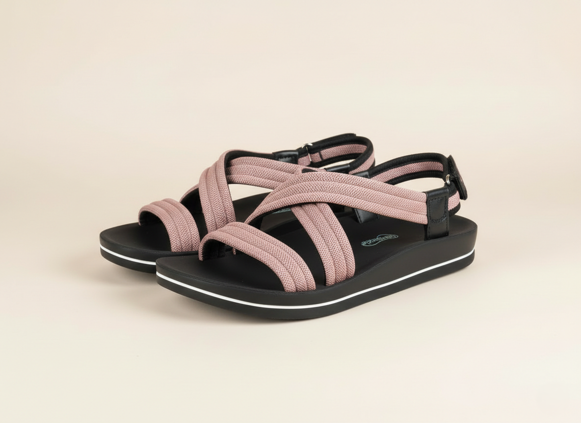 collection image showcasing pair of Aerothotic pink slingback sandals