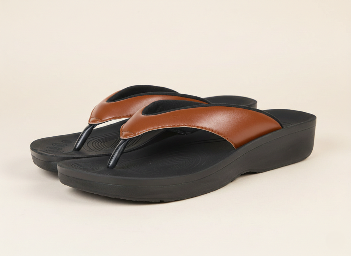 Collection image showcasing pair of Aerothotic tan sandals