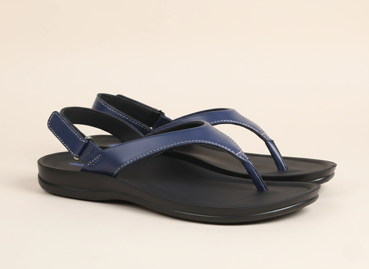 collection image showcasing pair of Aerothotic navy blue backstrap sandals