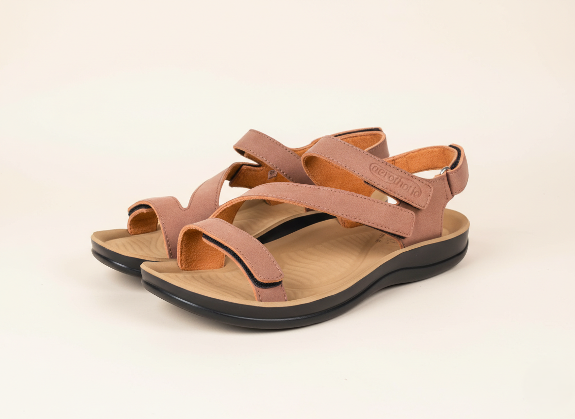 collection image showcasing pair of Aerothotic brown slingback sandals