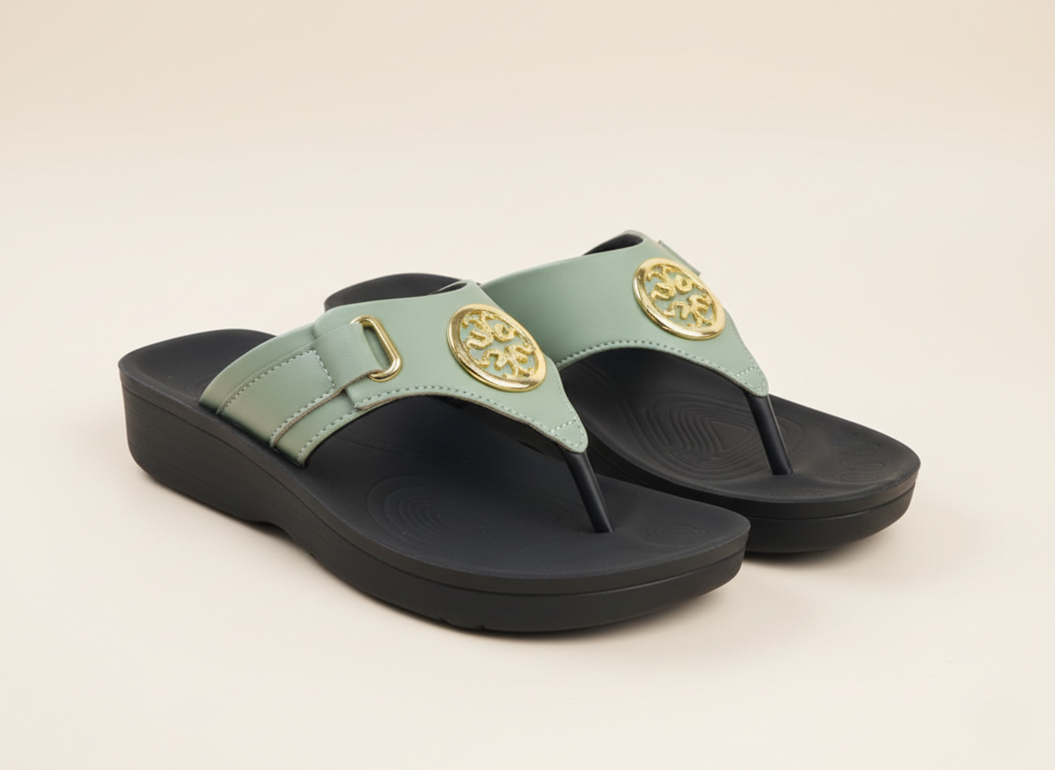 Collection image showcasing pair of Aerothotic green sandals