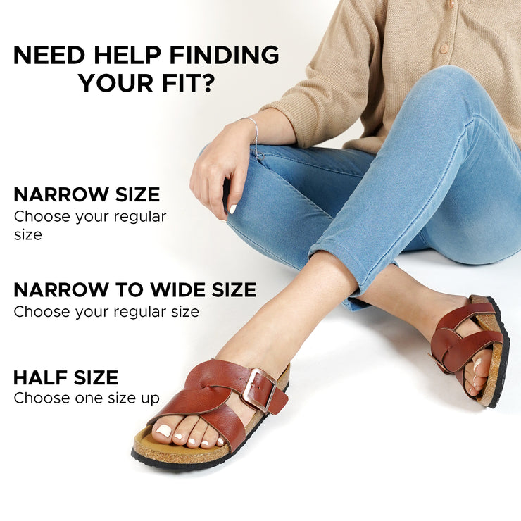 Aerothotic - Kai Cork Recovery Slides for Women Cross Strappy Slip-on Casual