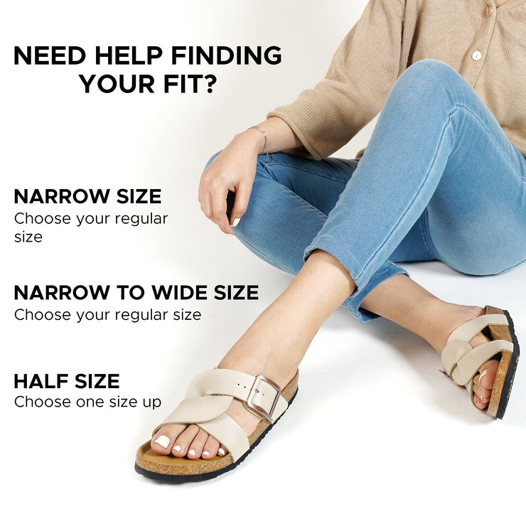 Aerothotic - Kai Cork Recovery Slides for Women Cross Strappy Slip-on Casual