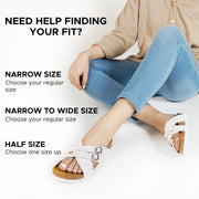 Aerothotic- Suri Leather Comfy Memory Foam Footbed Cork Adjustable Buckle Slip on Outdoor Slides for Women