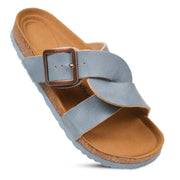 Aerothotic - Kai Cork Recovery Slides for Women Cross Strappy Slip-on Casual