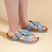 Aerothotic - Kai Cork Recovery Slides for Women Cross Strappy Slip-on Casual