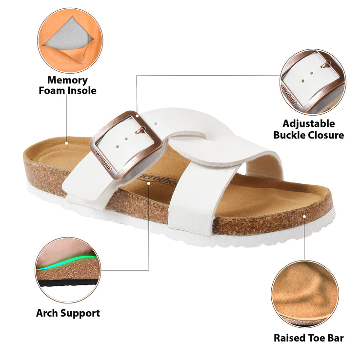 Aerothotic - Kai Cork Recovery Slides for Women Cross Strappy Slip-on Casual