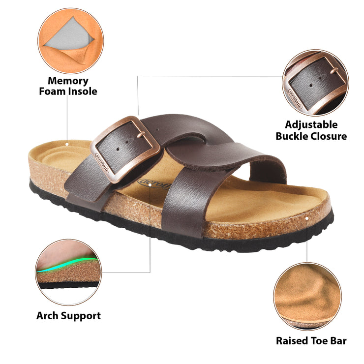 Aerothotic - Kai Cork Recovery Slides for Women Cross Strappy Slip-on Casual