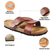 Aerothotic - Kai Cork Recovery Slides for Women Cross Strappy Slip-on Casual