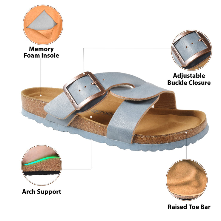 Aerothotic - Kai Cork Recovery Slides for Women Cross Strappy Slip-on Casual