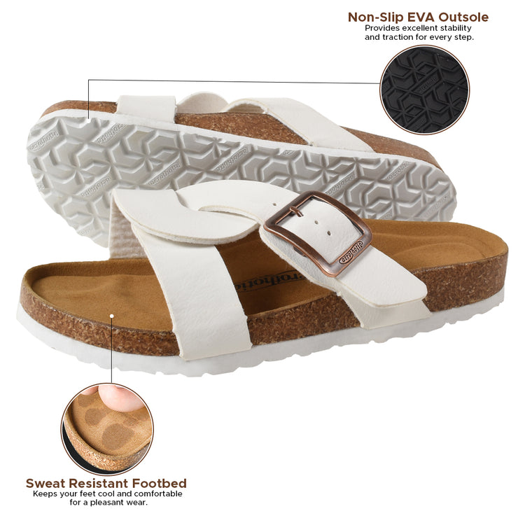 Aerothotic - Kai Cork Recovery Slides for Women Cross Strappy Slip-on Casual