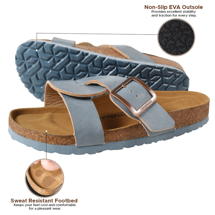 Aerothotic - Kai Cork Recovery Slides for Women Cross Strappy Slip-on Casual