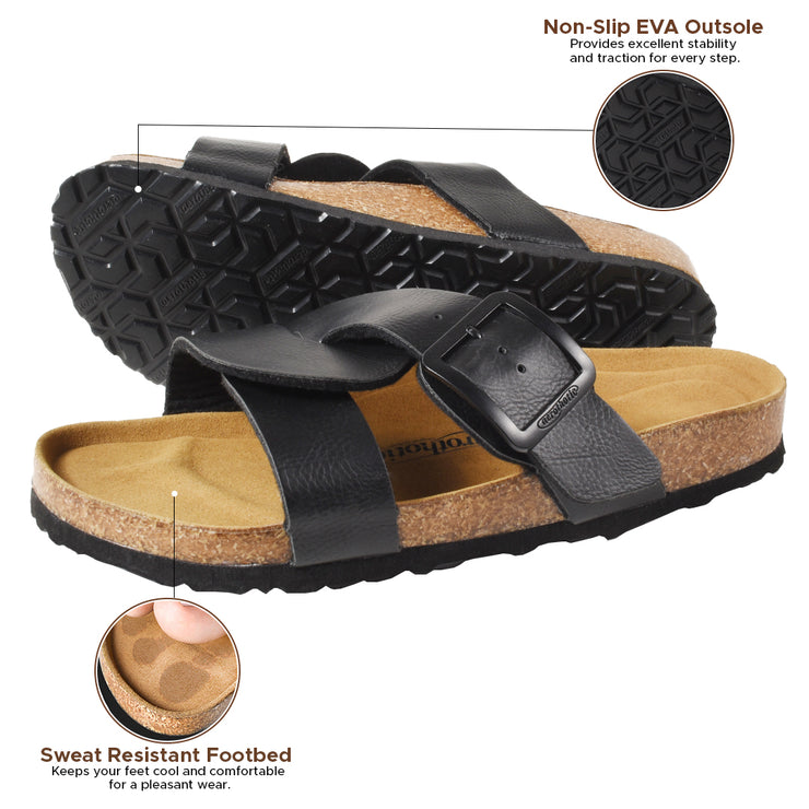 Aerothotic - Kai Cork Recovery Slides for Women Cross Strappy Slip-on Casual