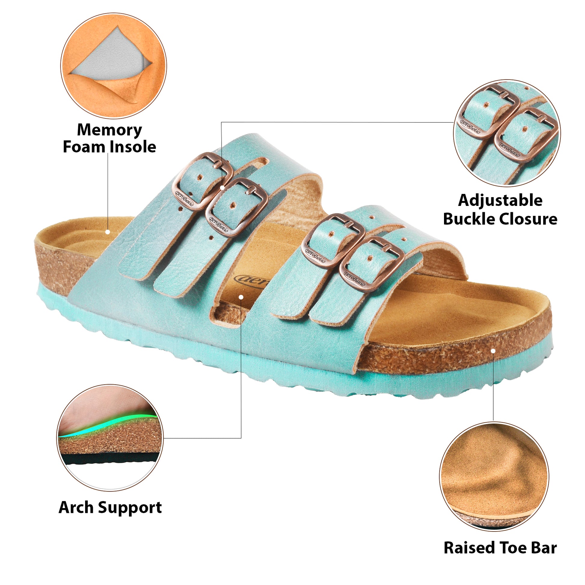 Turquoise sandal with features highlighted 
womens cork sandals
cork sandals
cork sandals womens