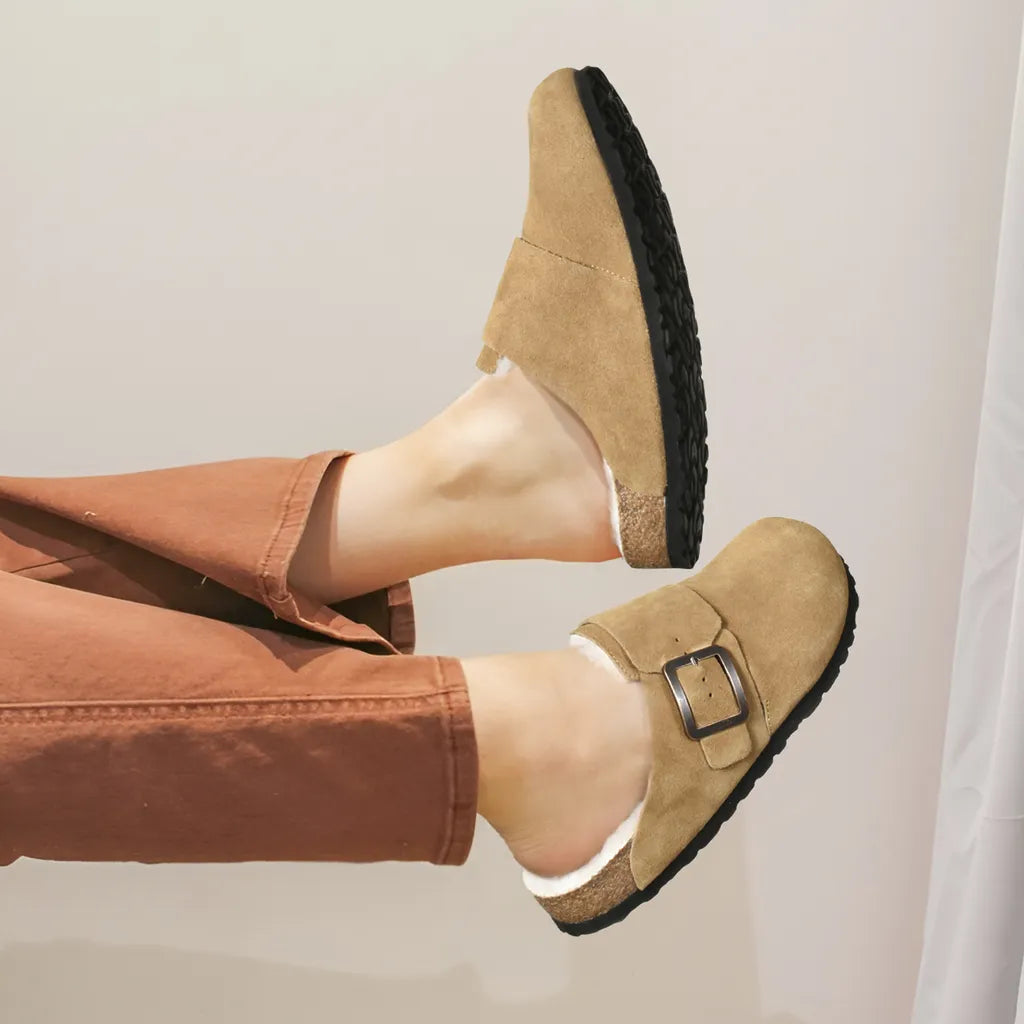 Genuine Leather Fur Lined Clogs with Arch Support – Aerothotic