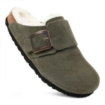 Green suede slipper with a buckle
leather clogs womens
womens comfort clogs