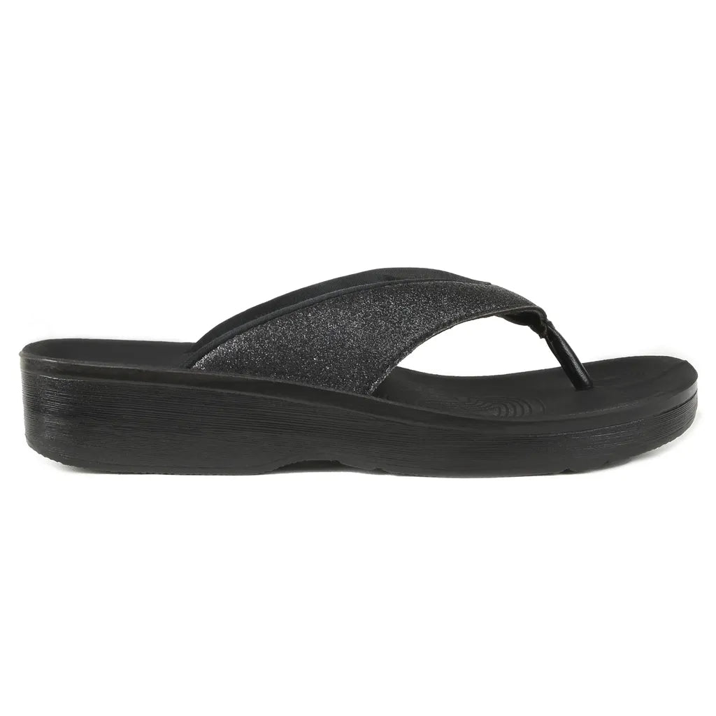 Black sandal with a thick sole
black flip flops
black flip flops for women