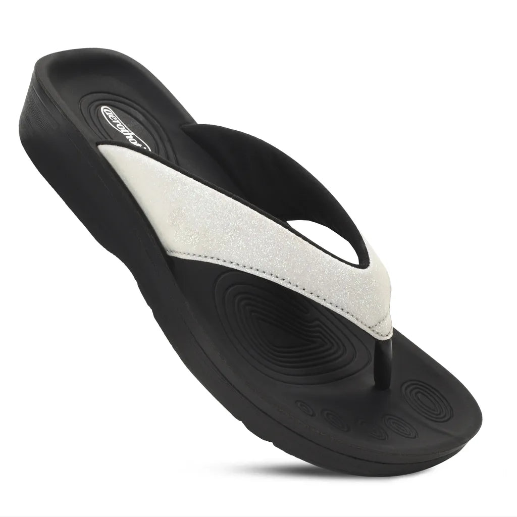 Black and white sandal 
arch support thongs
thongs with arch support