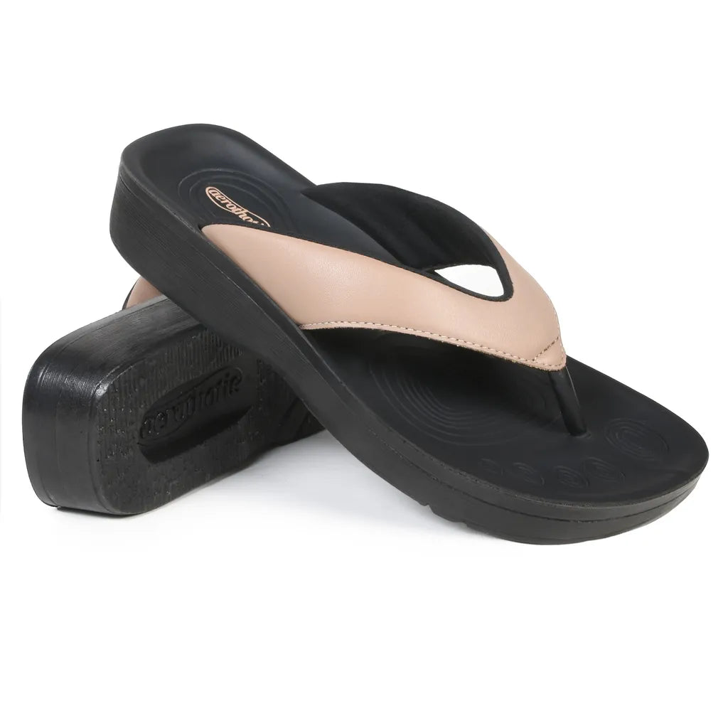 Black and beige flip-flops 
orthopedic sandals for women
