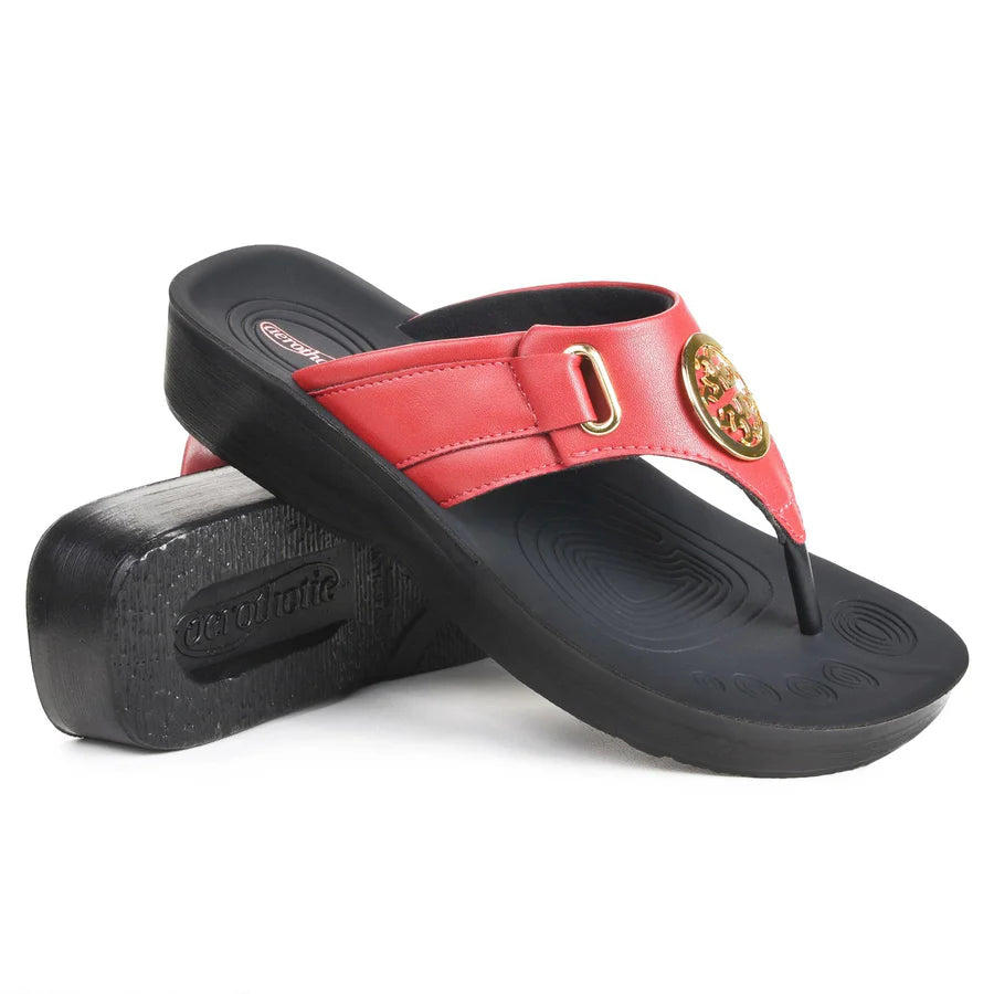 Black sandal with a red strap featuring a gold buckle 
arch support sandals for women
womens sandals with arch support
womens arch support sandals