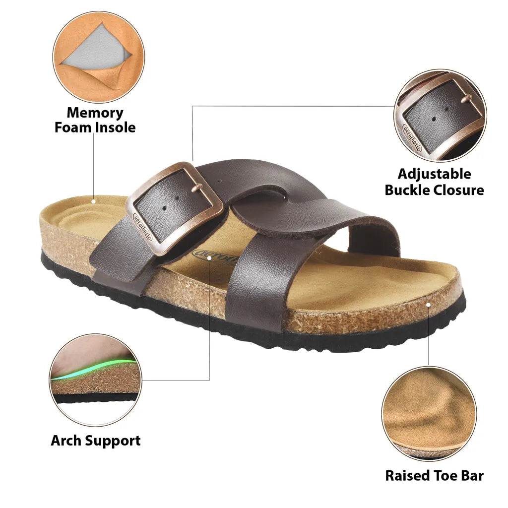 Kai Cork Recovery Slides for Women Cross Strappy Slip-on Casual