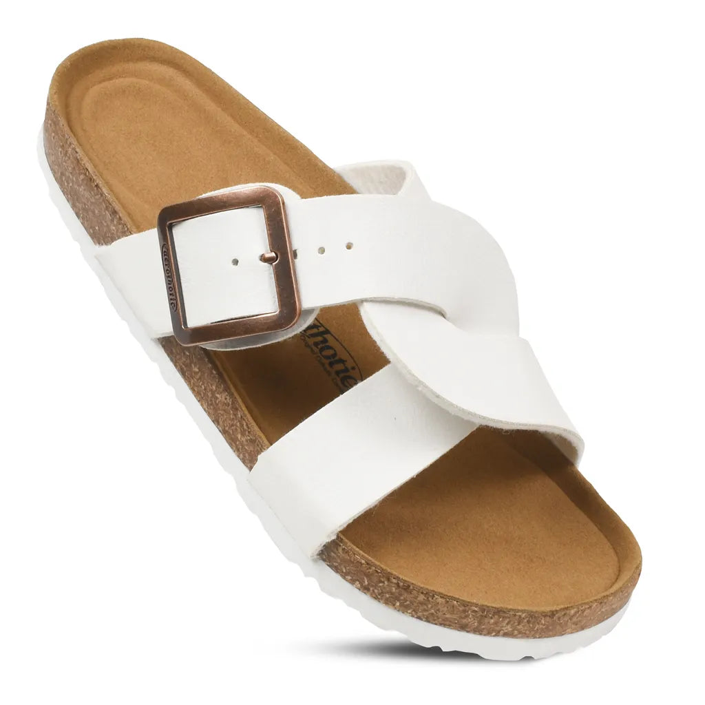 Kai Cork Recovery Slides for Women Cross Strappy Slip-on Casual