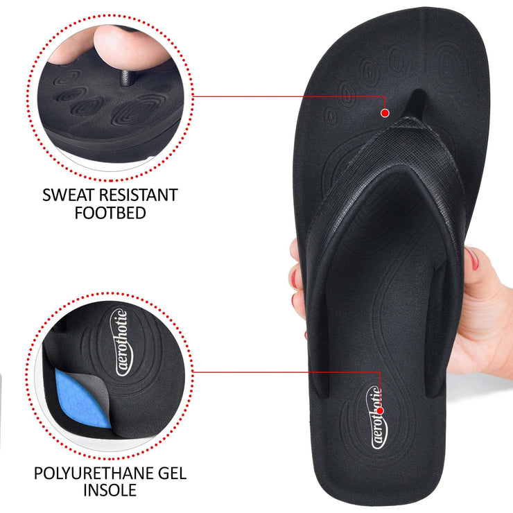 Aerothotic - Matt Gloss Black thong flip flops for women2