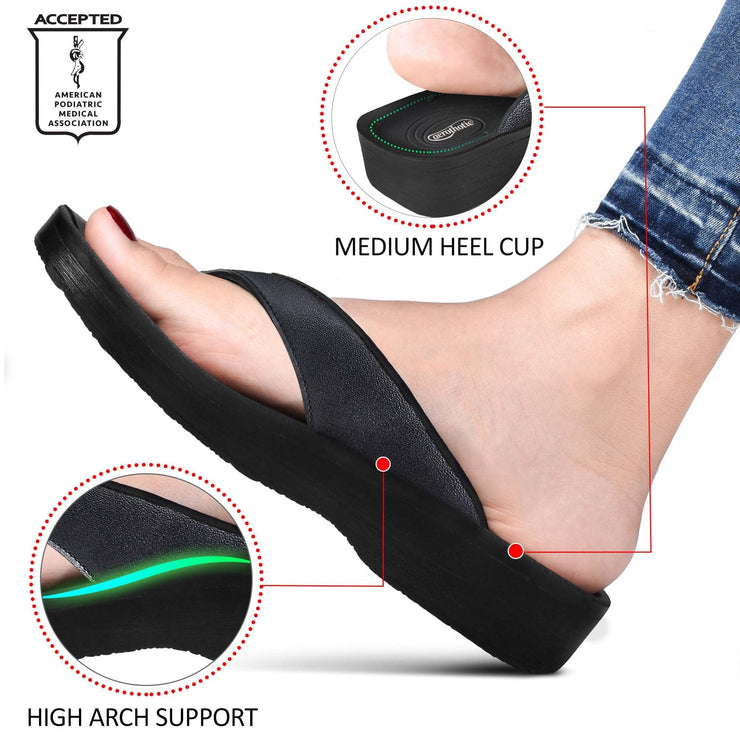 Aerothotic - Pearly Fume Black supportive womens flip flops1