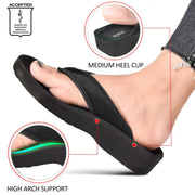 L0325 Aerothotic Women Black Strait thong sandals1