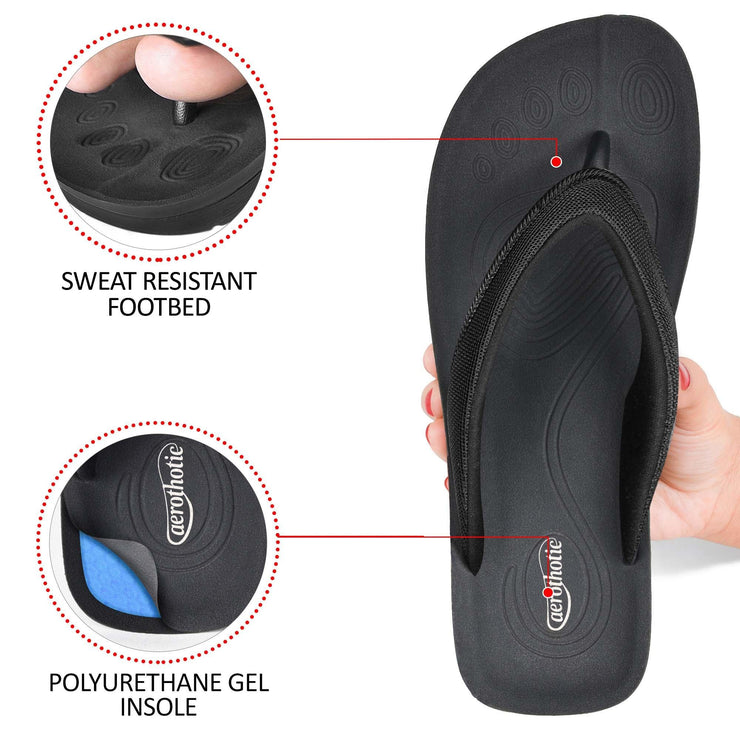 L0325 Aerothotic Women Black Strait thong sandals2