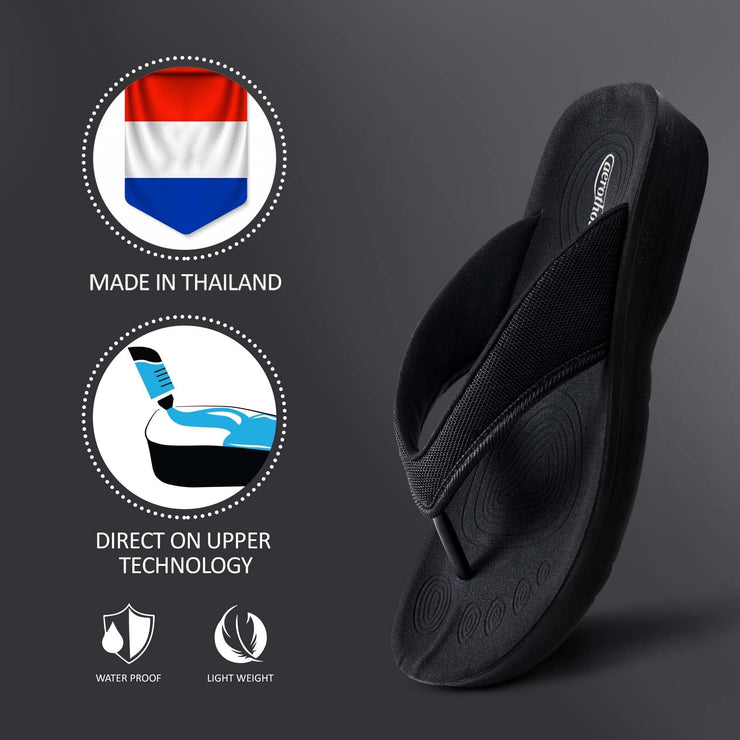 L0325 Aerothotic Women Black Strait thong sandals4