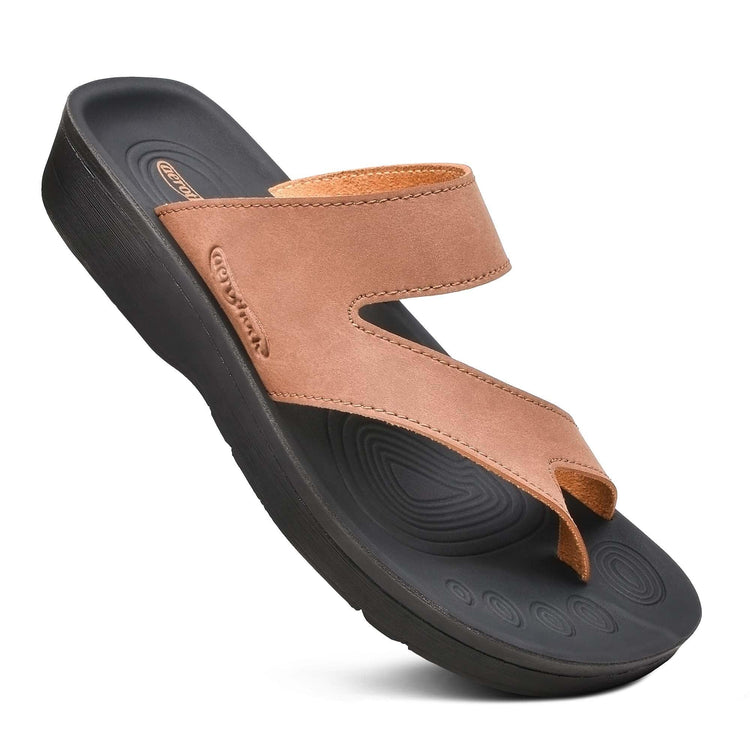 Aerothotic Odal Split Toe Women Arch Support Sandals Khaki 6