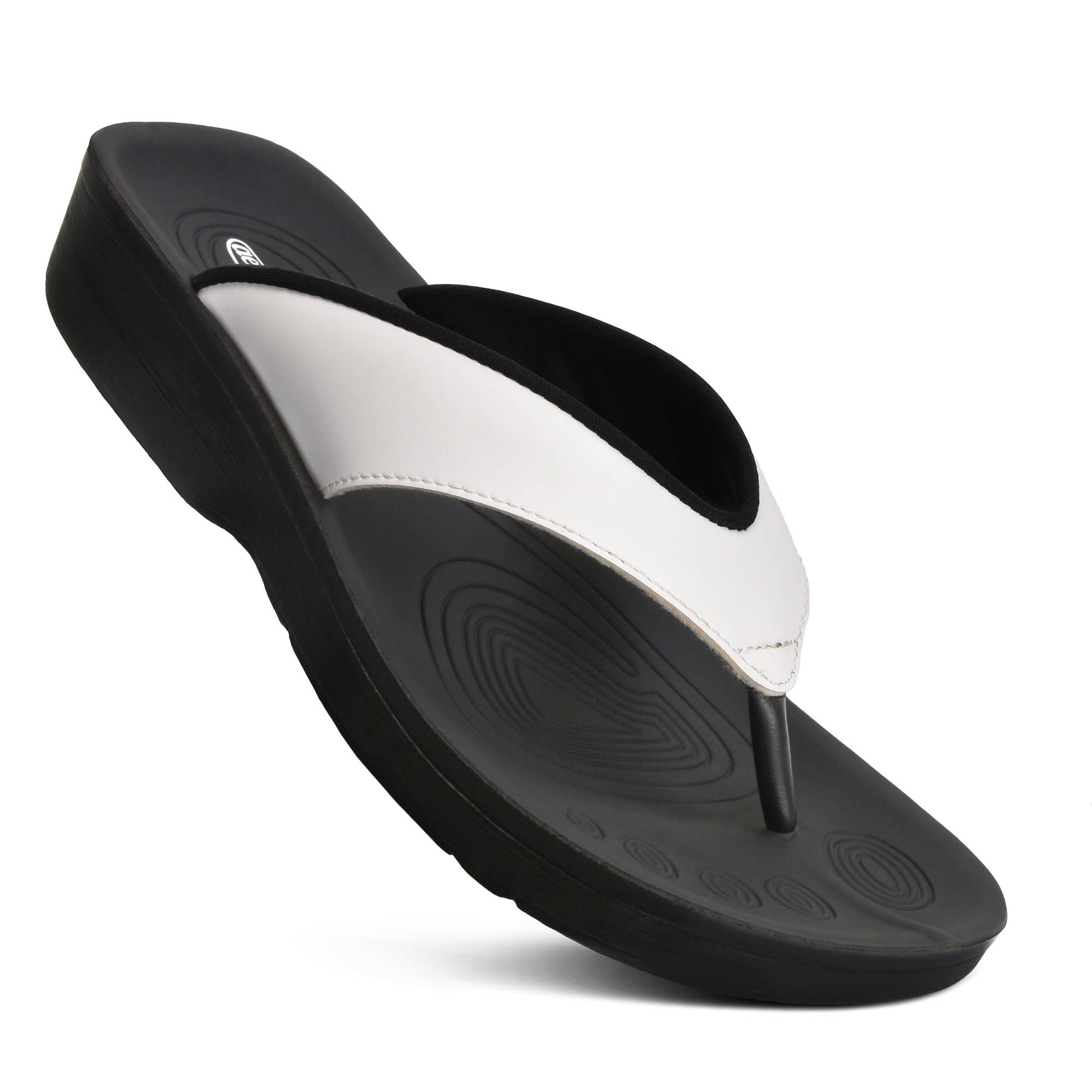 Aerothotic Fallon Arch Support Flip Flops, Size 7 Medium, Black