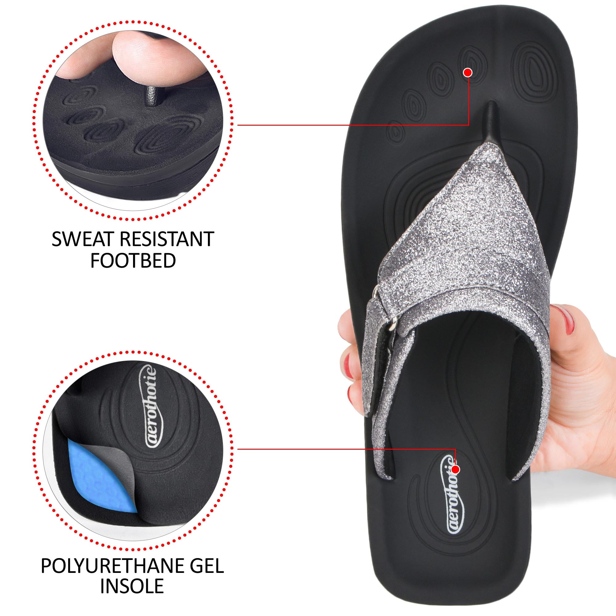 Glynis Thong Sandals with Arch Support for Women
