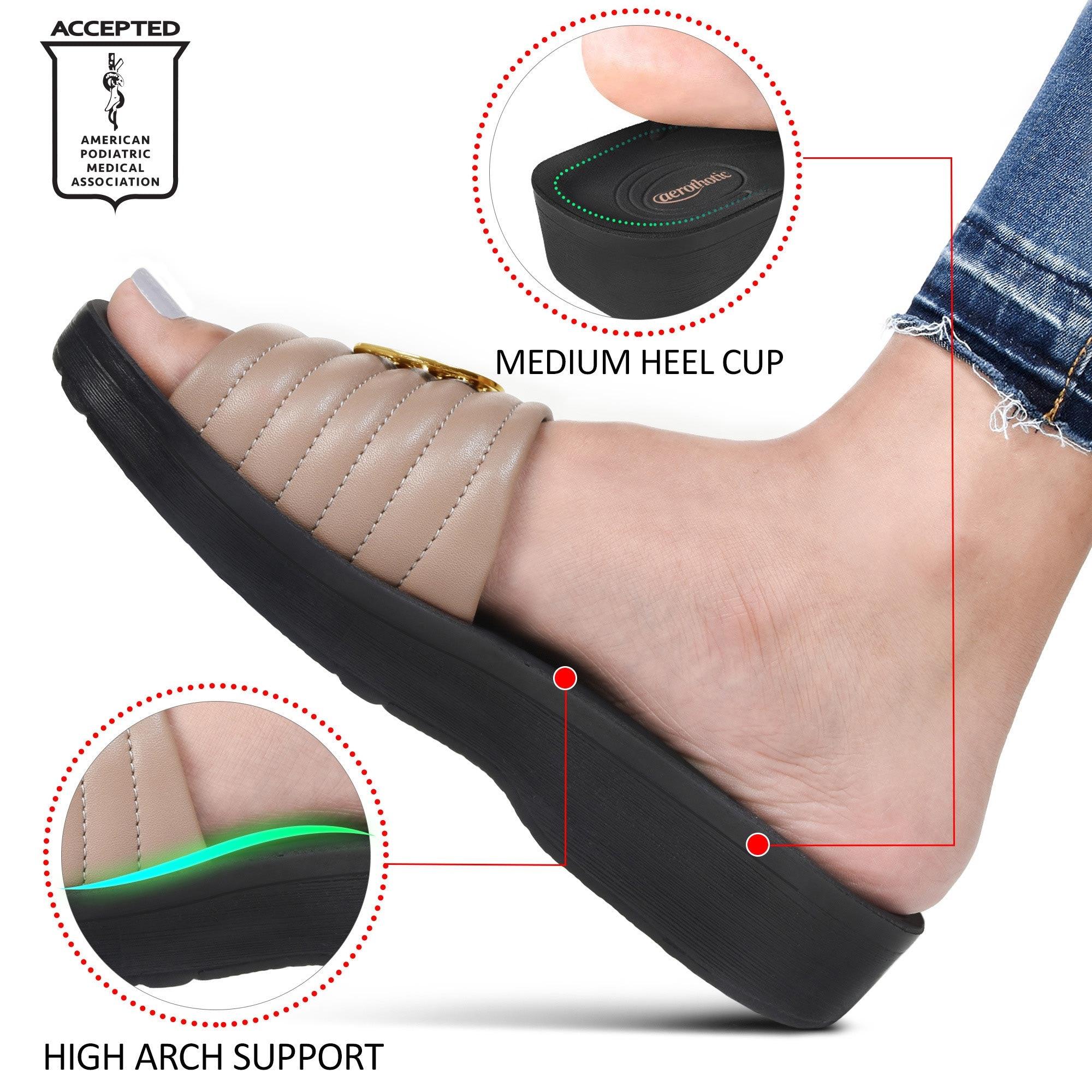 arch support slides for women - beige
