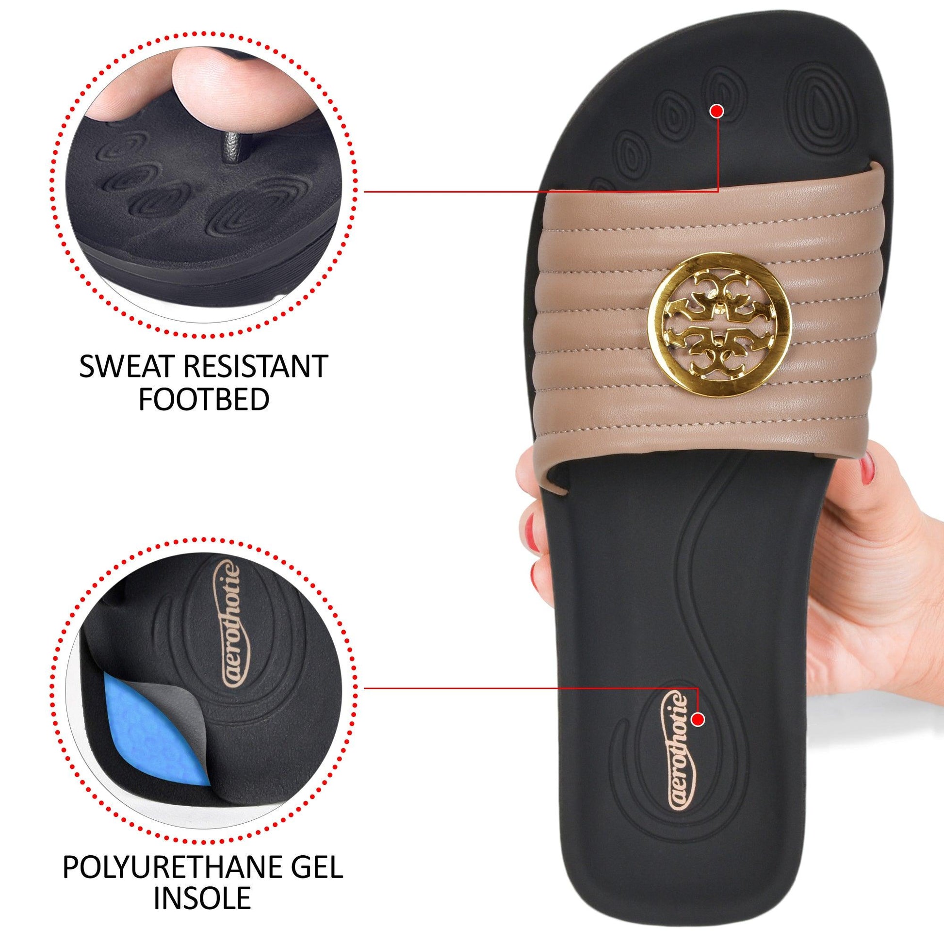 arch support slides for women - beige