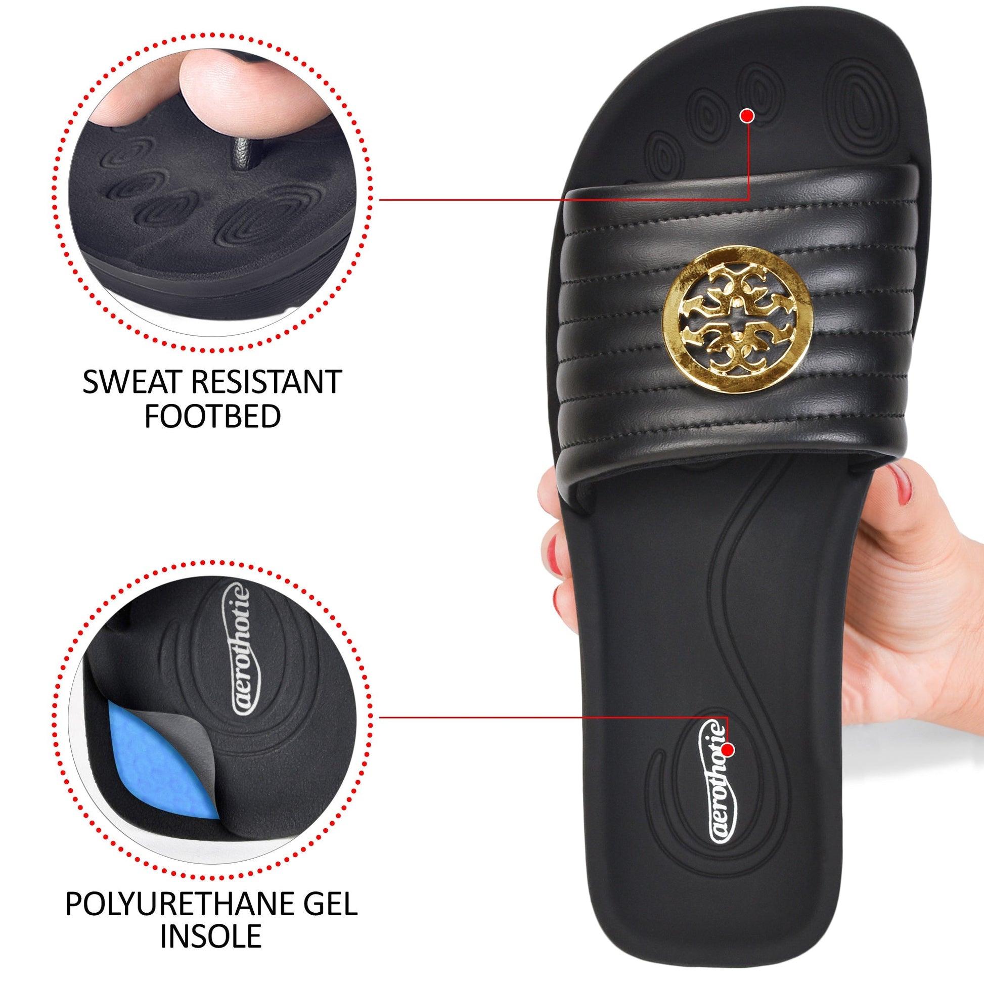 arch support slides for women - black