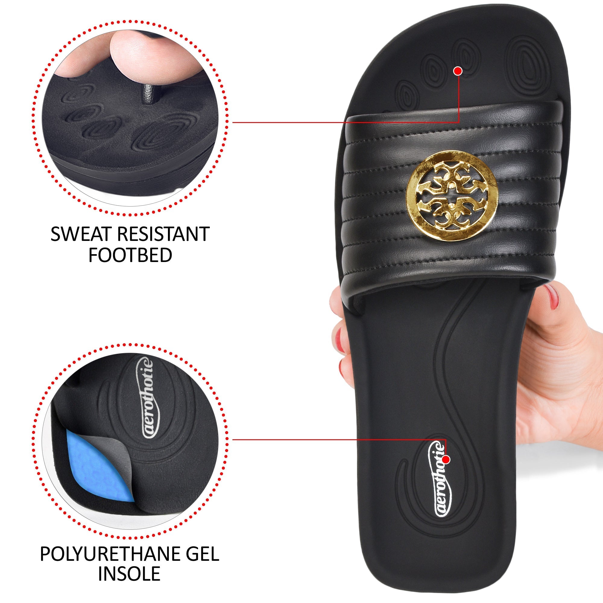 arch support slides for women - black
