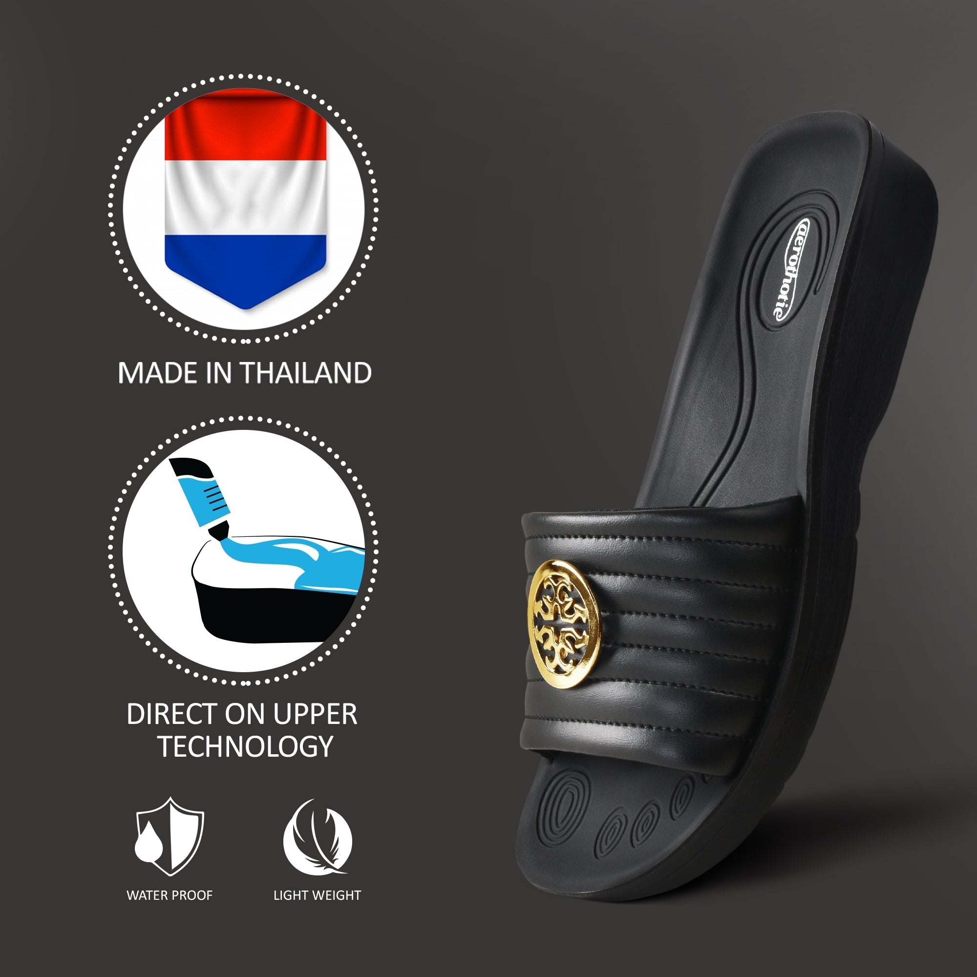 arch support slides for women - black