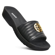 arch support slides for women - black