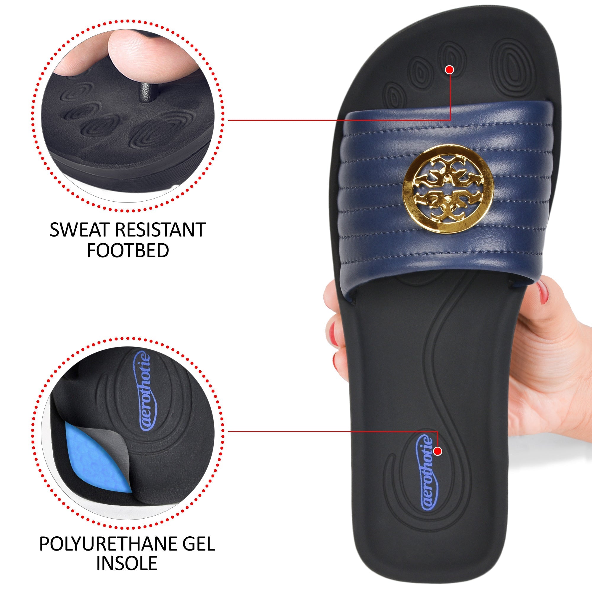 arch support slides for women - navy