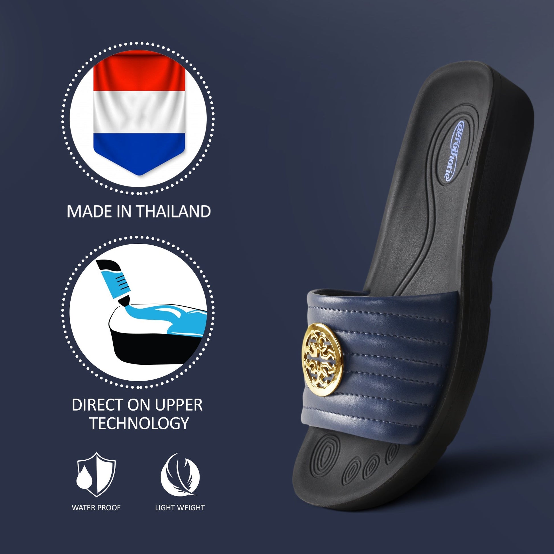 arch support slides for women - navy