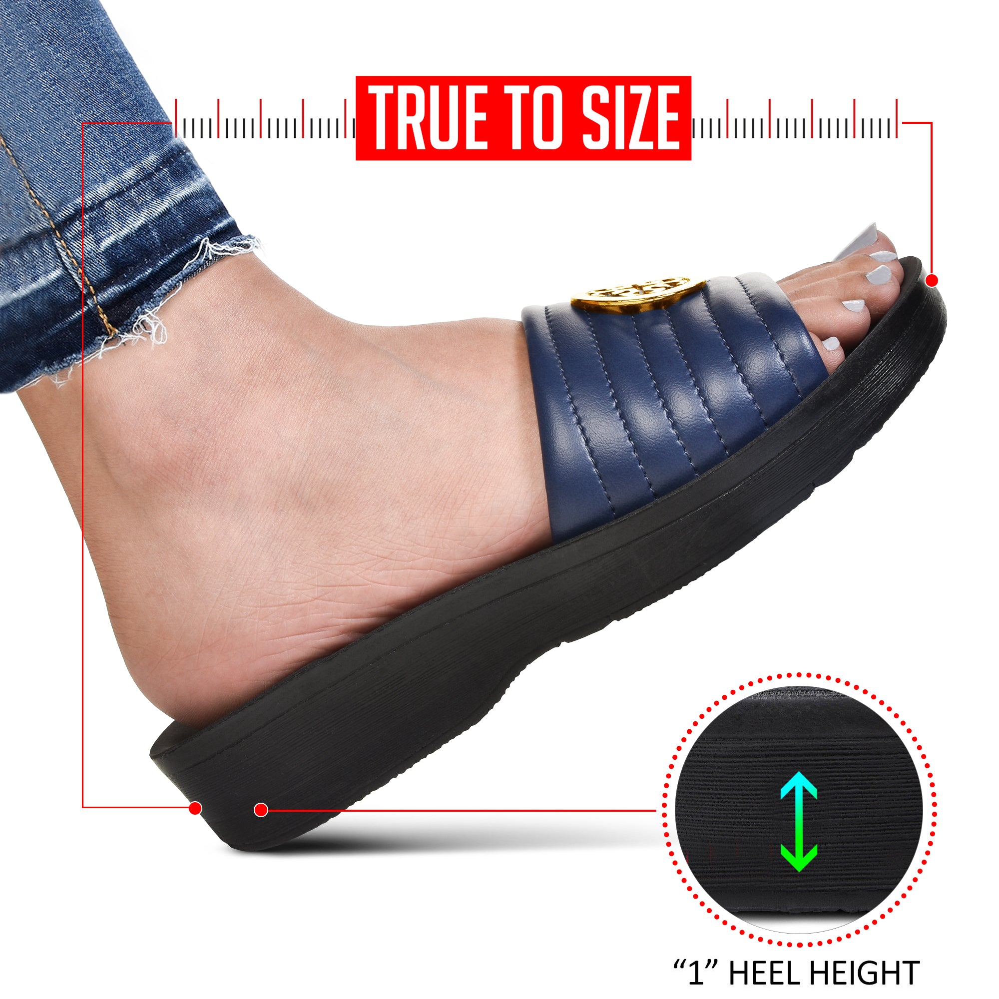 arch support slides for women - navy