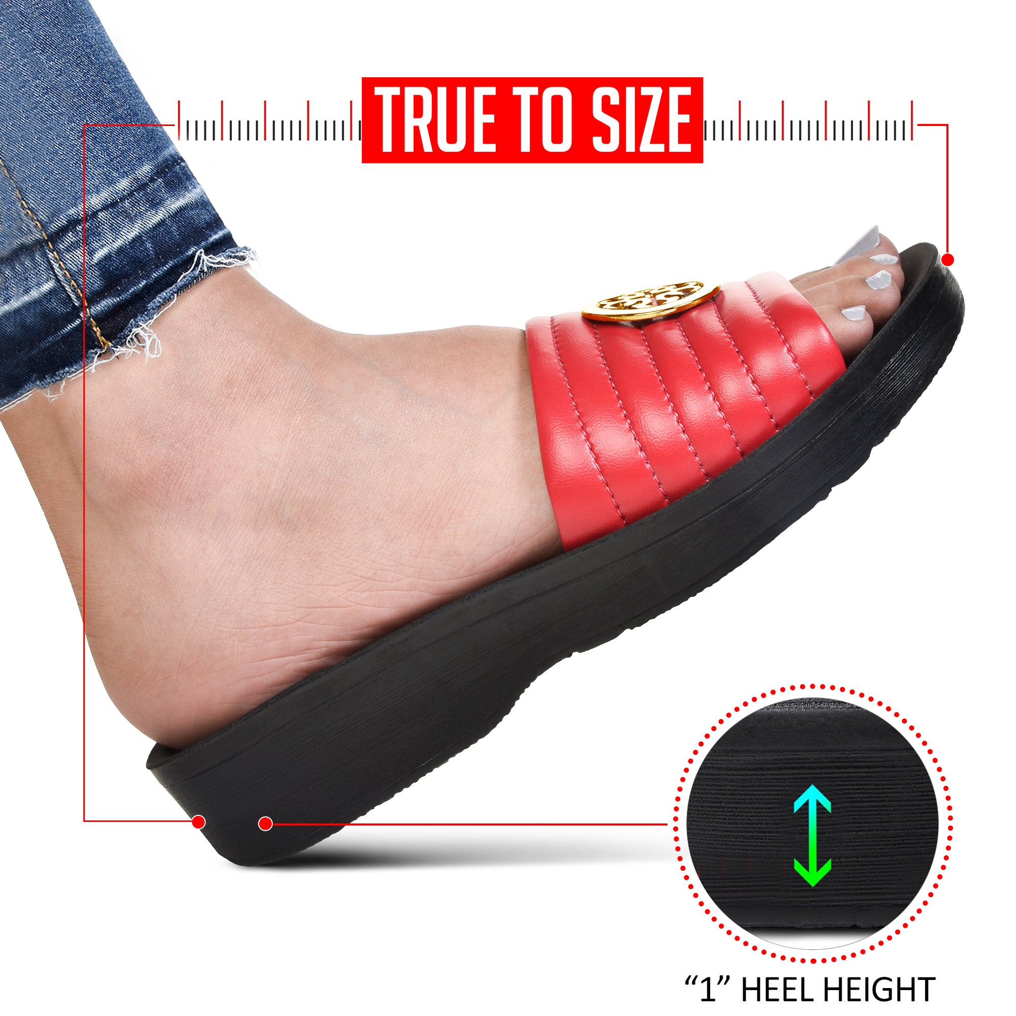 arch support slides for women - red