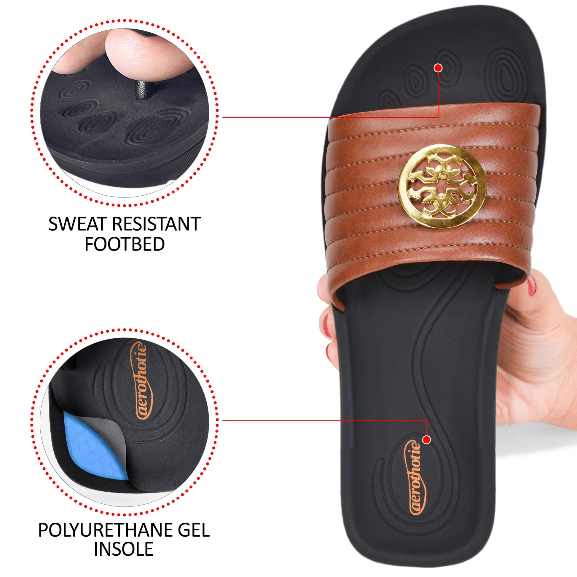 arch support slides for women - brown