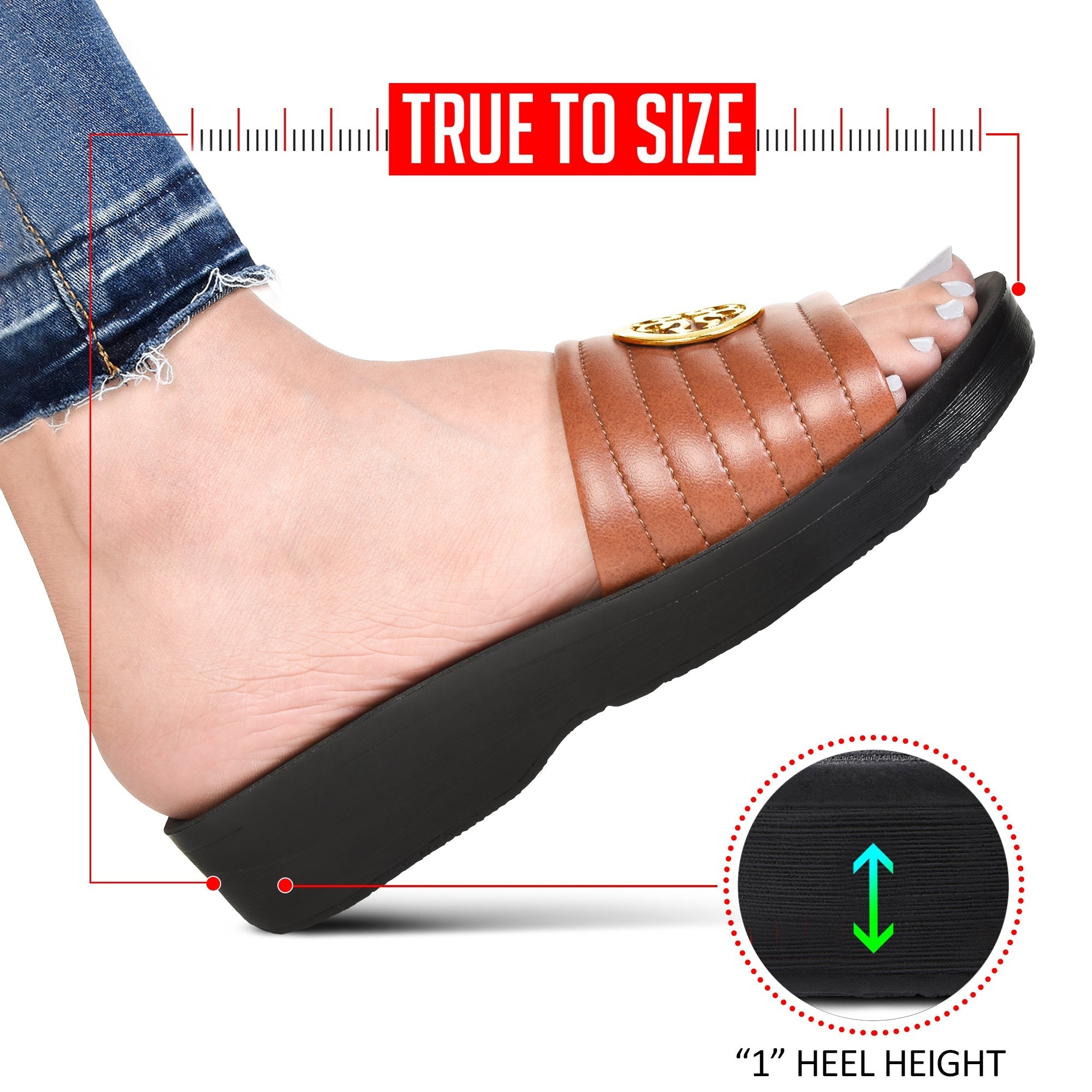 arch support slides for women - brown