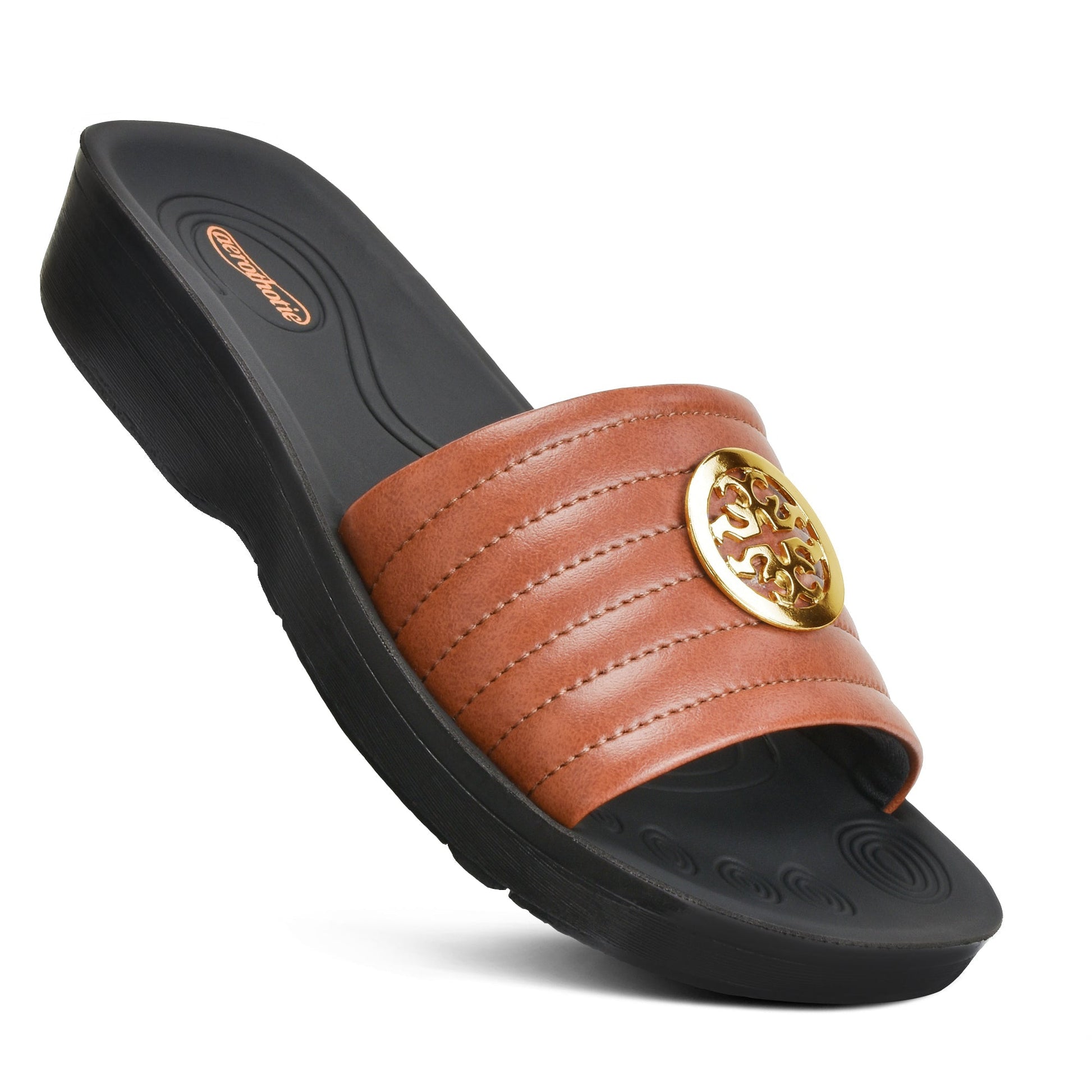 arch support slides for women - brown