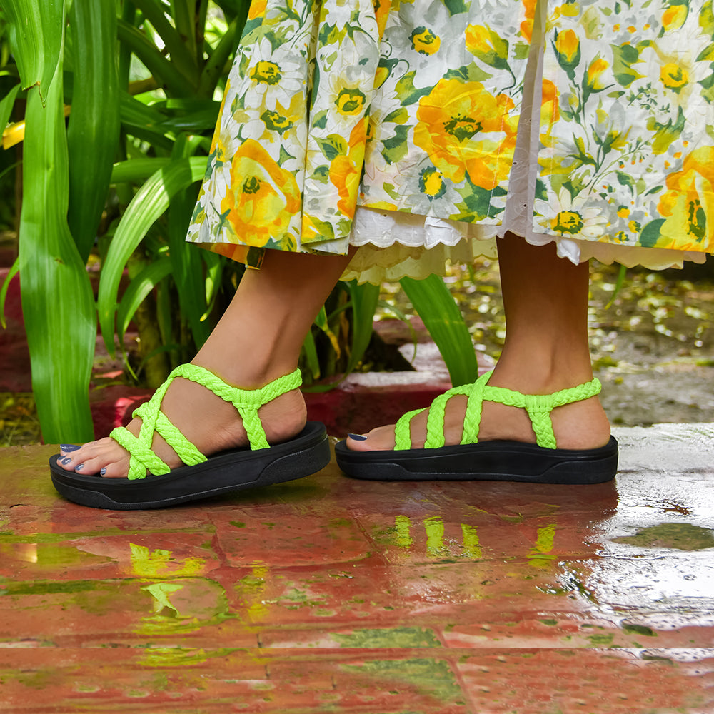 Arch Support Slingback Sandals - Green 