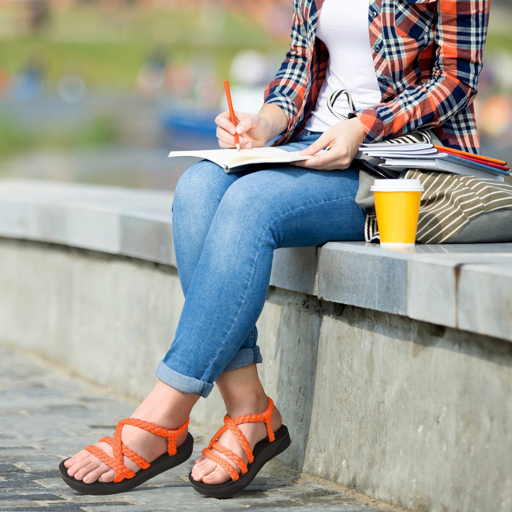 Arch Support Slingback Sandals - Orange